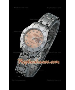 Rolex Datejust Reproducción Reloj Suizo para Señoras con Esfera Champagne