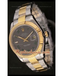 Rolex Datejust Réplica Reloj para Hombres en Dos Tonos y Esfera Gris