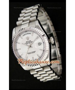 Rolex Daydate Reproducción Reloj Japonés de dos tonos y Esfera Metálica