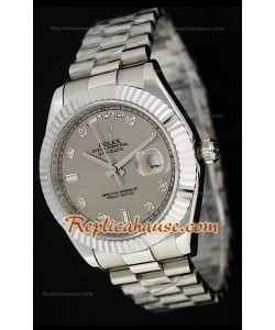 Reproducción Japonesa del Reloj Rolex Daydate de Dos Tonos y Esfera Gris