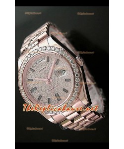 Rolex Daydate II Reloj Suizo - 41MM en Oro Rosa y Diamantes Redondos en Bisel