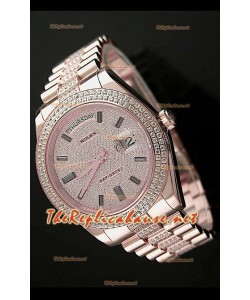Rolex Daydate II Reloj Suizo - 41MM en Oro Rosa y Diamantes Redondos en Bisel