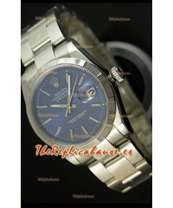 Rolex Réplica Datejust Reloj Suizo Carcasa Azul con Marcadores de Palillo