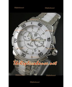 Tag Heuer Formula 1 para damas, en blanco, con cronómetro. Réplica 1:1