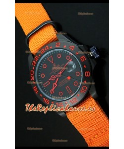 Reloj Rolex Explorer II Bamford, Réplica, Edición Stealth and Flame, Correa Azul Marino de Nylon
