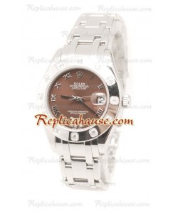 Datejust Rolex Reloj de imitación Japonés en acero inoxidable y Dial Marrón - 34MM