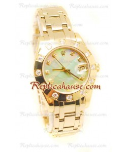 Pearlmaster Datejust Rolex Reloj Japonés en Oro Amarillo y Dial color Perla - 34MM