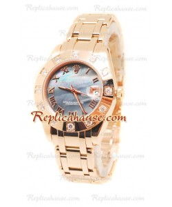 Pearlmaster Datejust Rolex Reloj Japonés en Oro Rosa y Dial color Perla - 34MM