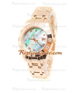 Pearlmaster Datejust Rolex Reloj Suizo en Oro Rosa y Dial color Perla - 34MM