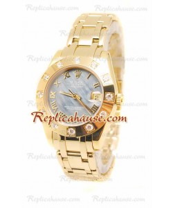 Pearlmaster Datejust Rolex Reloj Japonés en Oro Rosa y Dial Perlado - 34MM