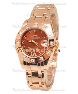 Datejust Rolex Reloj Japonés en Oro Rosa y Dial Marrón - 36MM