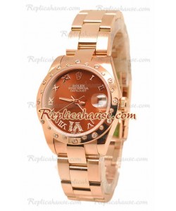 Datejust Rolex Reloj Japonés en Oro Rosa y Dial Marrón - 36MM