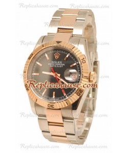 Datejust Turn O Graph Rolex Reloj Japonés in Dial en oro rosa Negro 