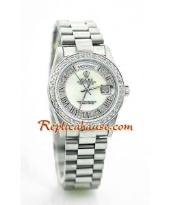 Rolex Réplica Day Date Silver - Diamond