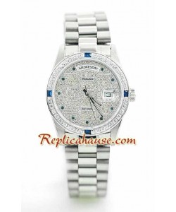 Rolex Réplica Day Date Silver - Diamond