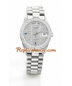 Rolex Réplica Day Date Silver - Diamond