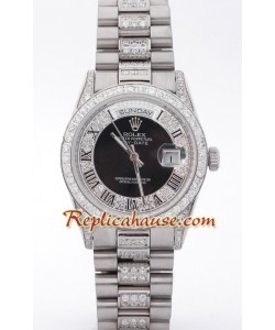 Rolex Réplica Day Date Silver - Diamond
