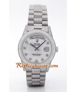 Rolex Réplica Day Date Silver - Diamond