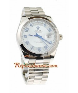 Rolex Réplica Day Date II Silver Reloj Suizo - 41MM