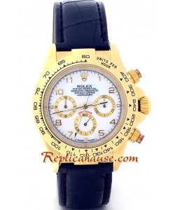 Reloj Rolex Réplica Daytona Oro 18K con correa de cuero