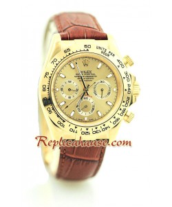 Reloj Rolex Réplica Daytona Oro 18K con correa de cuero