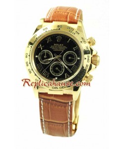 Reloj Rolex Réplica Daytona Oro 18K con correa de cuero