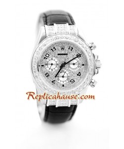 Rolex Réplica Daytona RelojDial diamante con correa de cuero