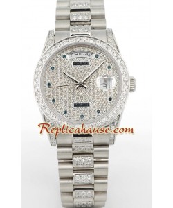 Rolex Réplica Day Date Silver - Diamond