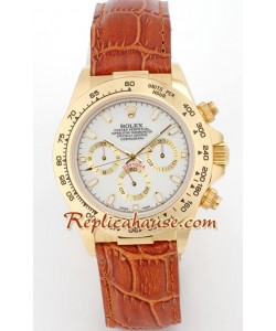 Reloj Rolex Réplica Daytona Oro 18K con correa de cuero