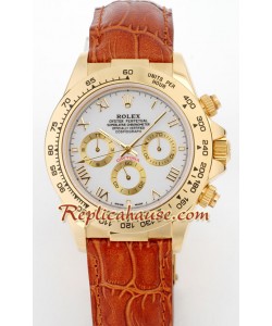 Reloj Rolex Réplica Daytona Oro 18K con correa de cuero