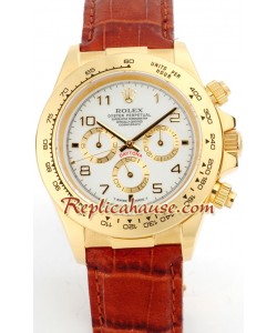 Reloj Rolex Réplica Daytona Oro 18K con correa de cuero