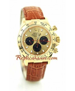 Reloj Rolex Réplica Daytona Oro 18K con correa de cuero