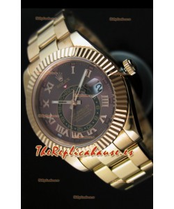 Rolex Sky-Dweller Reloj de Oro Amarillo de 18K, Dial Marrón con Numerales Romanos