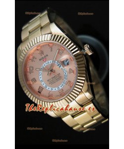 Rolex Sky-Dweller Reloj de Oro Amarillo de 18K Dial en color Salmón con Numerales Arábigos