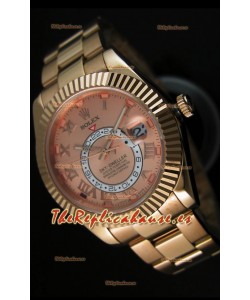 Rolex Sky-Dweller Reloj de Oro Amarillo de 18K en color Salmón con Numerales Romanos