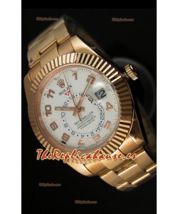 Rolex Sky-Dweller Reloj de Oro Amarillo de 18K Dial Blanco con Numerales Arábigos