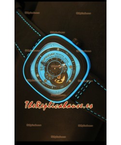 SevenFriday P-32 Movimiento Original Miyota 82S7, Azul y Negro - Calidad Espejo 1:1