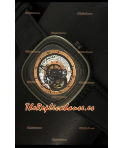SevenFriday P-32 Movimiento Original Miyota 82S7, Gris y Negro - Calidad Espejo 1:1