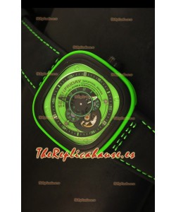 SevenFriday P-32 Movimiento Original Miyota 82S7, Verde y Negro - Calidad Espejo 1:1