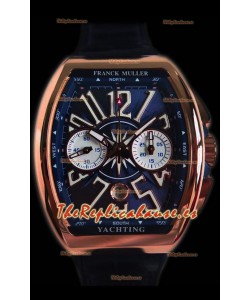 Franck Muller Vanguard Chronograph Reloj Suizo Oro Rosado de 18K Dial Azul