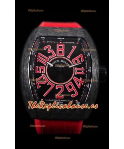 Franck Muller Vanguard Reloj Suizo Caja de Carbono índices rojos 