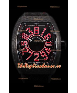 Franck Muller Vanguard Reloj Suizo Caja de Carbono índices rojos 