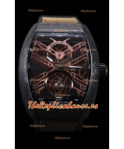 Franck Muller Vanguard Skeleton Tourbillon Reloj Réplica Suizo Negro Carbono