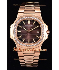 Patek Philippe Nautilus 5711/1R Reloj a Espejo 1:1 Bisel de Diamantes Redondeados