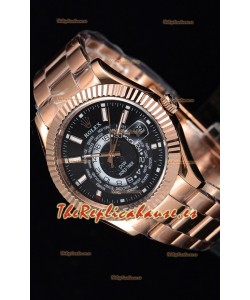 Rolex SkyDweller Reloj Suizo Caja de Oro Rosado de 18 K - Edición DIW Dial Negro