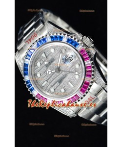 Rolex GMT Masters II Iced out Reloj Suizo con Caja de Acero 904L