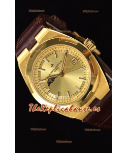 Vacheron Constantin Overseas MoonPhase Oro Amarillo Reloj Suizo Correa Marrón