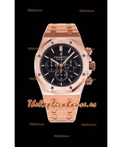 Audemars Piguet Royal Oak Chronograph Caja de Oro Rosado Dial Negro - Reloj Réplica 1:1