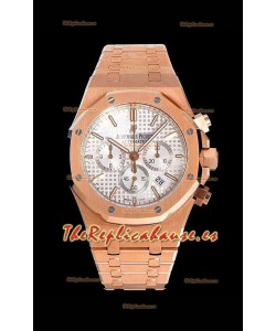 Audemars Piguet Royal Oak Chronograph Reloj de Acero 904L en Oro Rosado Dial Blanco - Reloj Réplica a Espejo 1:1