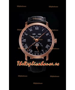 Blancpain "Villeret Quantième Complet" Reloj de Acero 904L en Oro Rosado Dial Negro